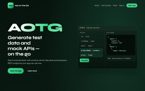 AOTG — Generate Test Data and Mock APIs — screenshot