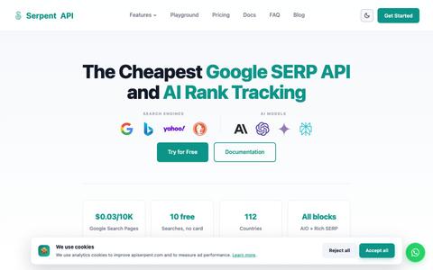 Cheapest Google SERP API & AI Rank Tracking from $0.03/10K — screenshot