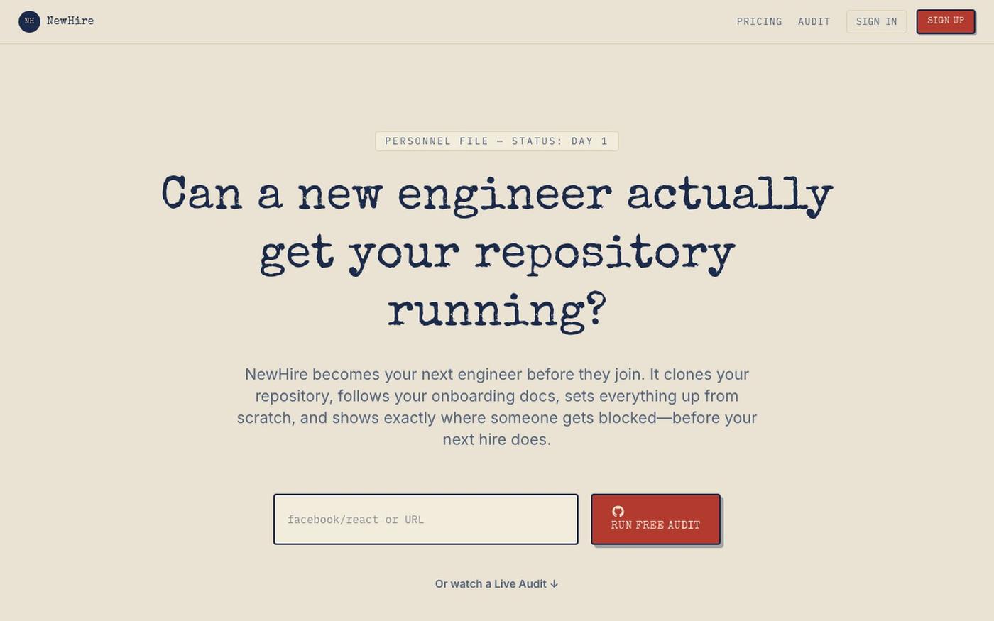 NewHire — We hired an AI as your newest engineer — screenshot
