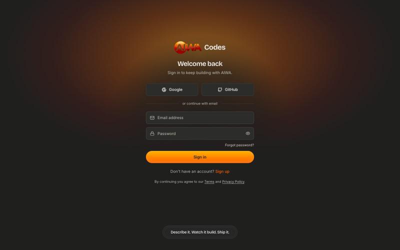 AIWA Codes - Your AI product team — screenshot