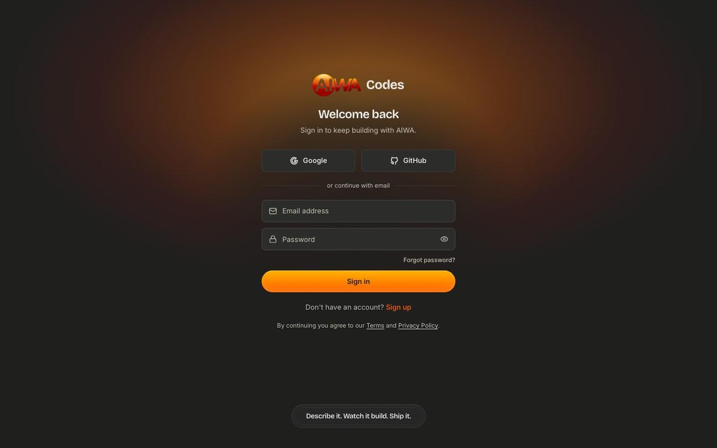 AIWA Codes - Your AI product team — screenshot