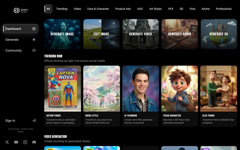 Apatero Studio - AI Image & Video Generation — screenshot