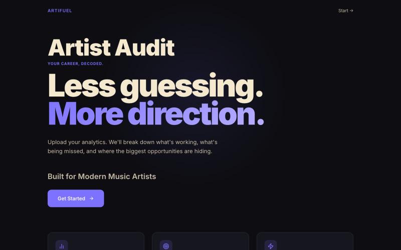 Artifuel Artist Growth app — screenshot
