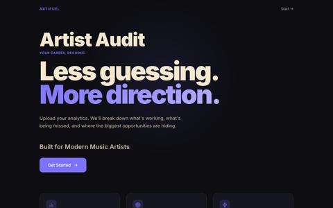 Artifuel Artist Growth app — screenshot