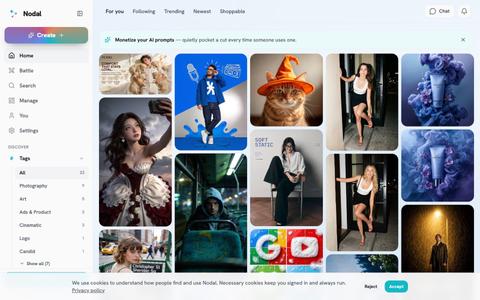 Nodal — The AI creation platform for creators & prompt builders — screenshot