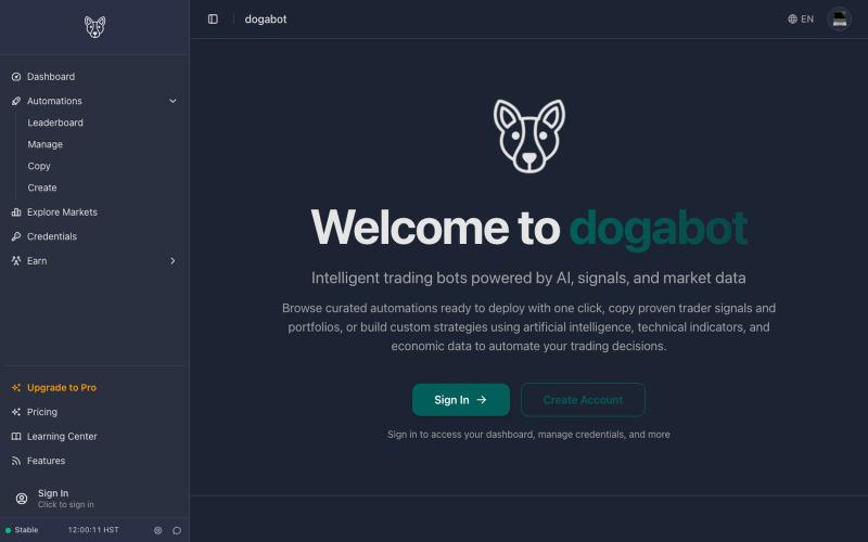 dogabot - Automated Trading Platform — screenshot