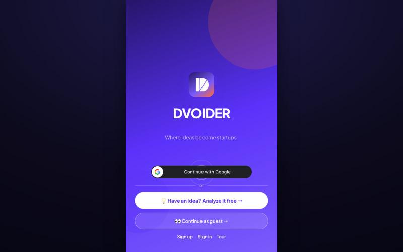 DVOIDER — Where ideas become startups — screenshot