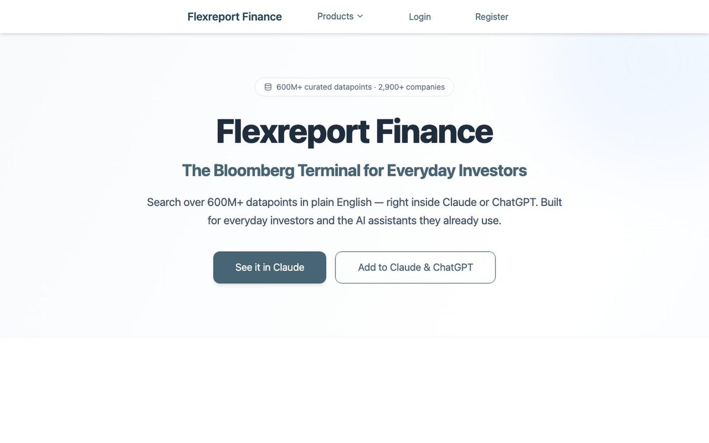 Flexreport Finance — Research Terminal for Everyday Investors — screenshot