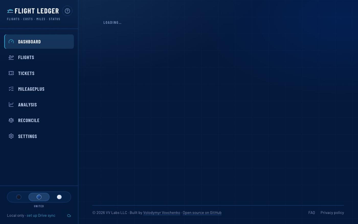 Flight Ledger — United flight costs, PQP & Premier status — screenshot