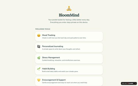 BloomMind — Your daily mental health toolkit — screenshot
