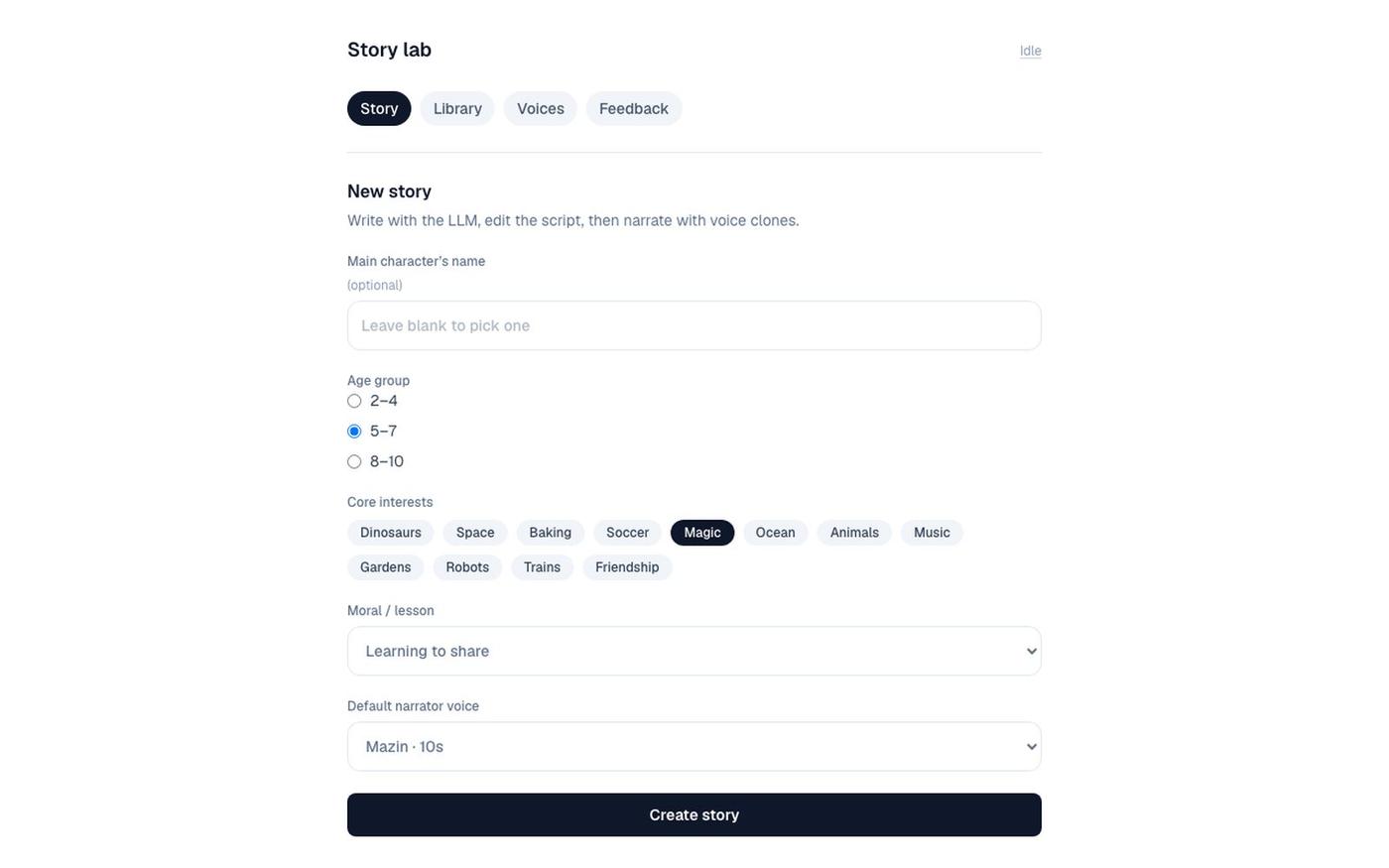 Story lab — screenshot