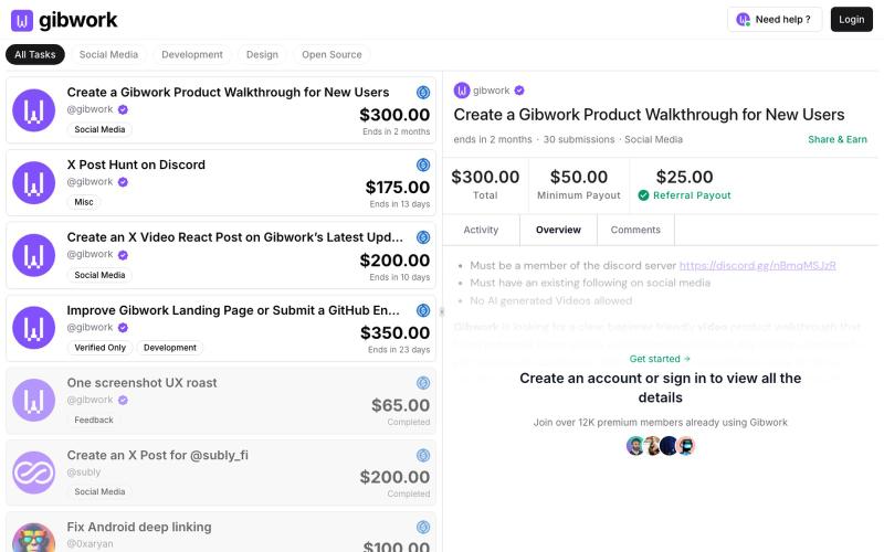 Gibwork - Onchain Work Marketplace — screenshot