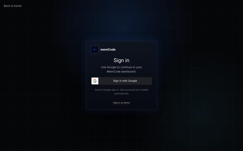 Dashboard | MemCode — screenshot