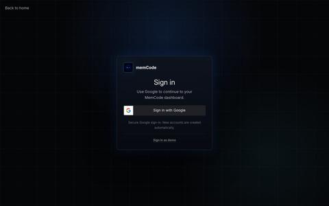 Dashboard | MemCode — screenshot