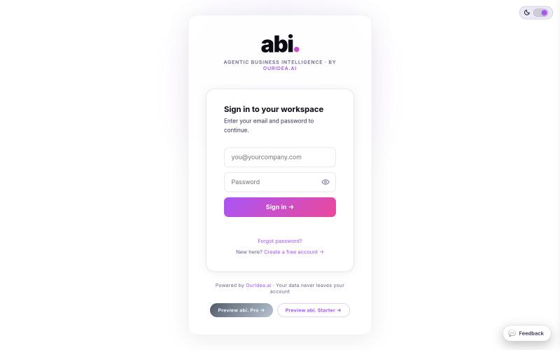 abi. — Agentic Business Intelligence — screenshot