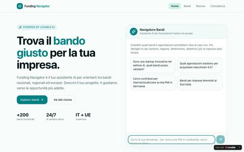 Funding Navigator — Trova il bando giusto con l'AI — screenshot