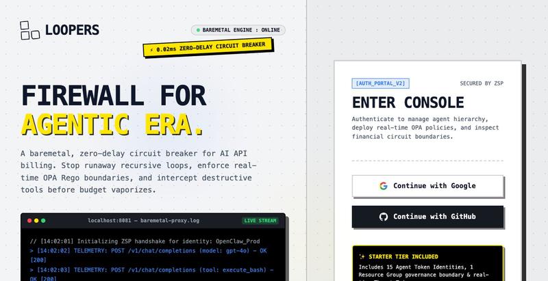Loopers | Firewall for Agentic Era — screenshot