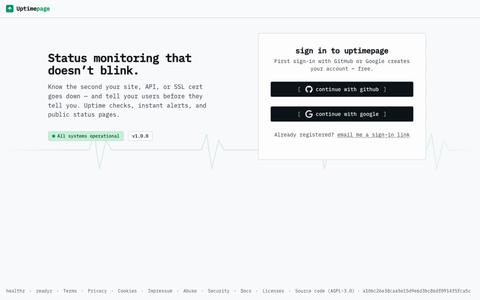 Sign in · Uptimepage — screenshot
