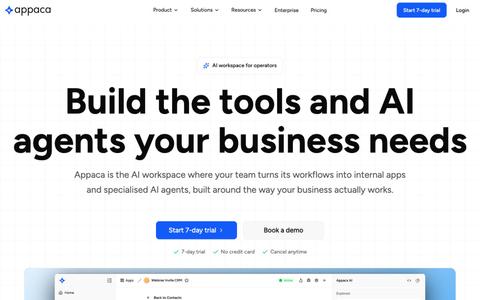 Appaca | AI Workspace for Internal Tools and Agents — screenshot