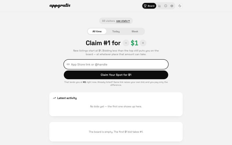 Appgratis — the ranking algorithm is a dollar amount — screenshot