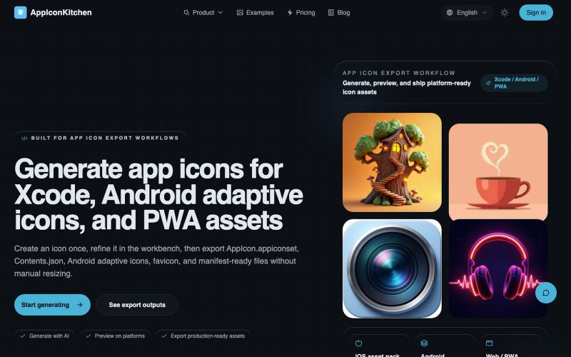 Generate app icons for Xcode, Android adaptive icons, and PWA assets | AppIconKi — screenshot