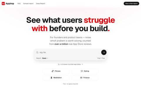 AppImp — Find the gap nobody has fixed — screenshot