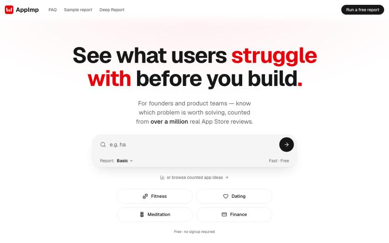 AppImp — Find the gap nobody has fixed — screenshot