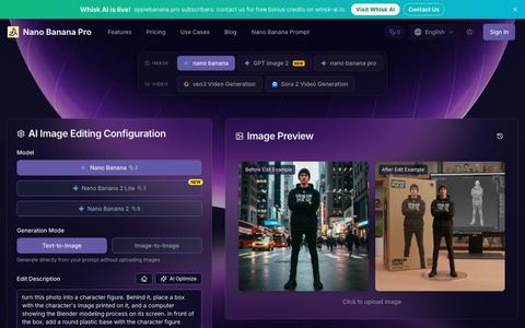 Nano Banana Pro - Free AI Image Editor Beats Flux | 8x Fast — screenshot