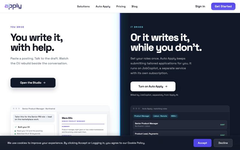 Apply AI | AI Resume Builder & Auto Apply to Jobs 24/7 — screenshot
