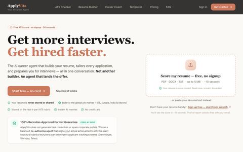 ApplyVita — AI Career Agent for Resumes, Applications & Interviews — screenshot