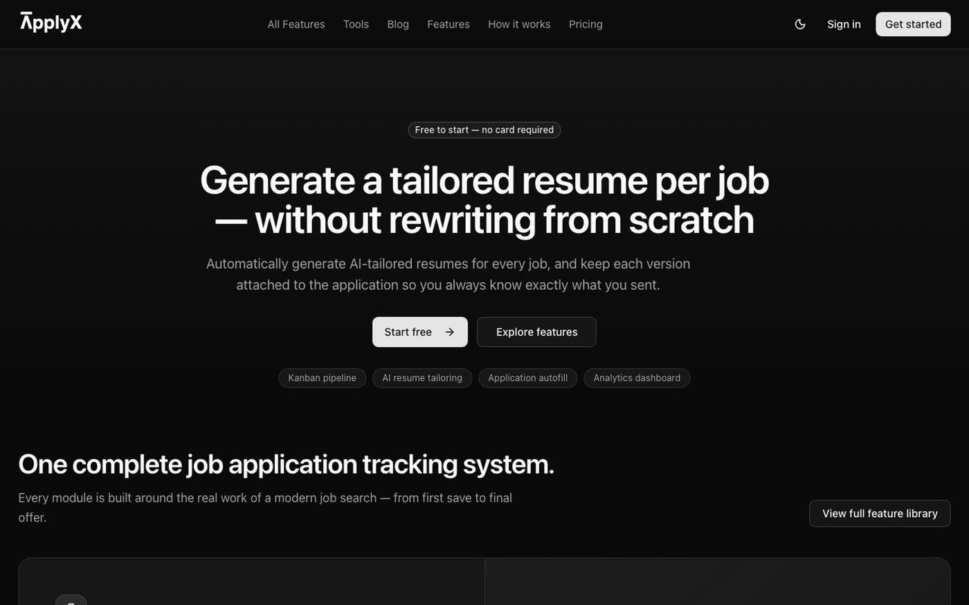 The Job Application Tracker That Generates AI-Tailored Resumes for Every Job — screenshot