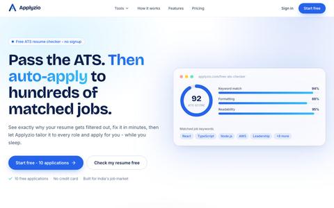 Applyzio - AI ATS Resume Checker + Auto-Apply — screenshot