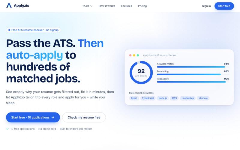 Applyzio - AI ATS Resume Checker + Auto-Apply — screenshot