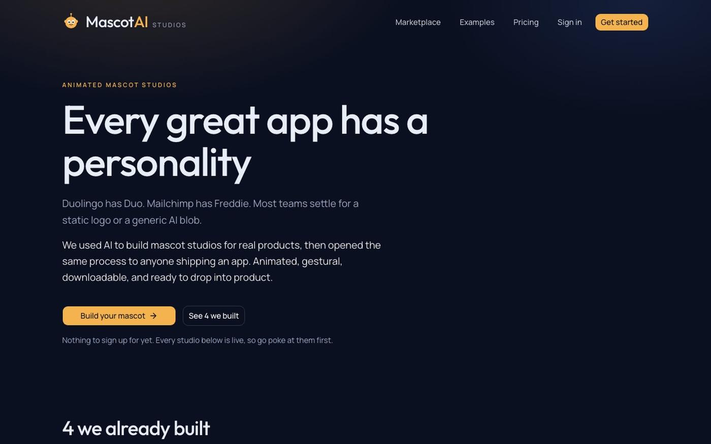 Give your app a personality | MascotAI — screenshot