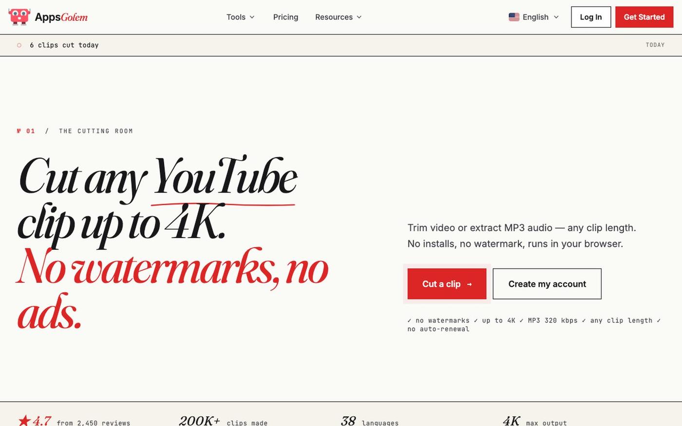 YouTube Downloader and Cutter — 4K, No Watermark | AppsGolem — screenshot