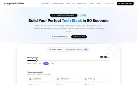 Tech Stack Builder — Best Tech Stack for SaaS in 2026 (Free AI Tool) — screenshot
