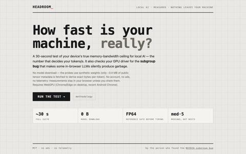 HEADROOM — how fast is your machine, really? — screenshot