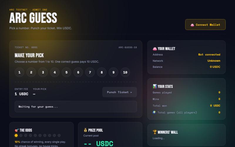 Arc Guess Game — screenshot