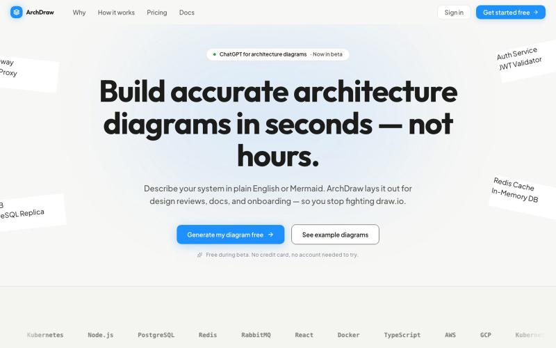 ArchDraw — System Architecture Diagram & Design Tool — screenshot