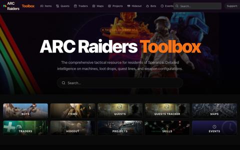 ARC Raiders Toolbox | Items, Quests, Maps, Projects, Hideout — screenshot