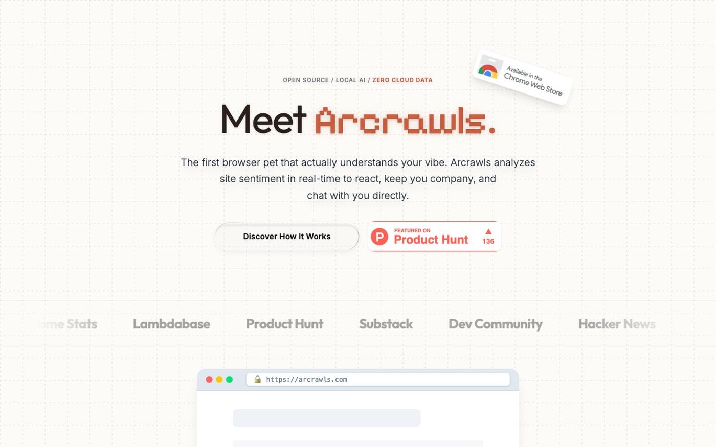 Arcrawls: The Context-Aware Browser Pet — screenshot