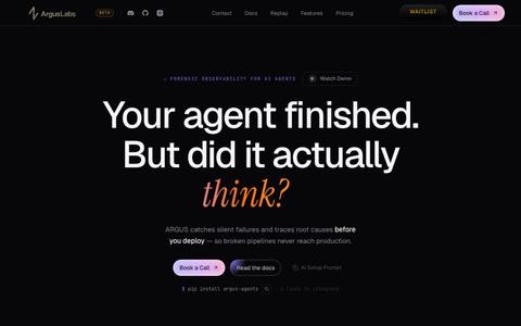 ARGUS — Forensic Observability for AI Agent Pipelines — screenshot