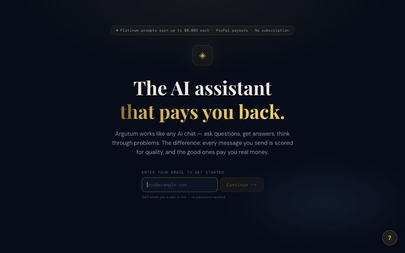Argutum — The AI assistant that pays you back — screenshot