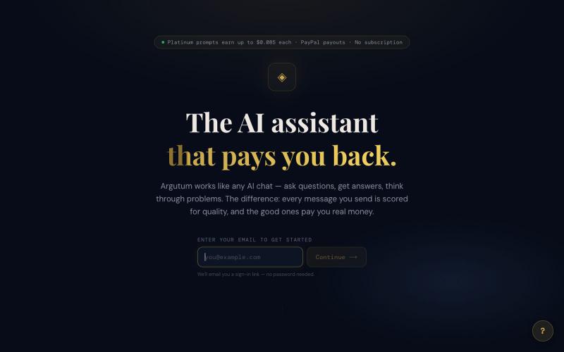 Argutum — The AI assistant that pays you back — screenshot