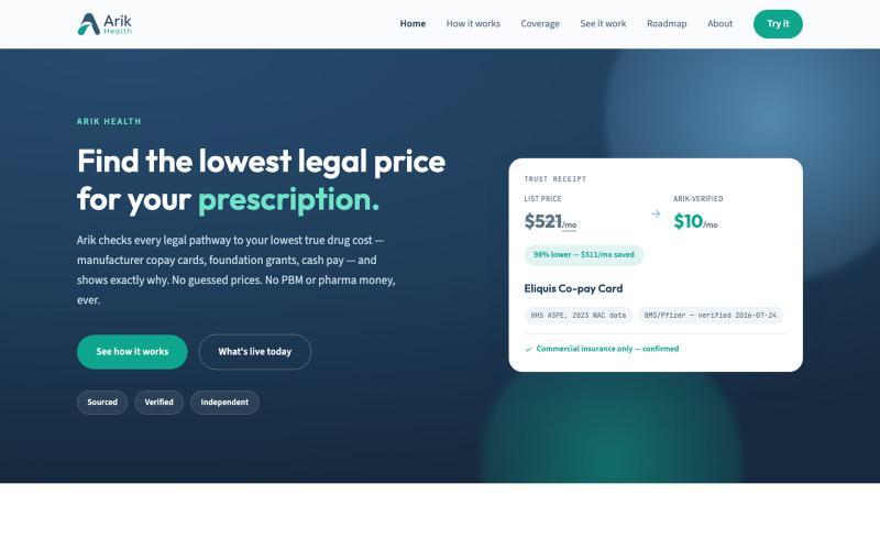 Arik Health — Every answer, sourced. — screenshot