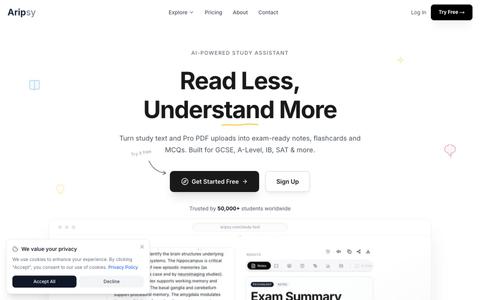 Aripsy – AI Study Tool | Exam-Ready Notes, Flashcards & Quizzes — screenshot