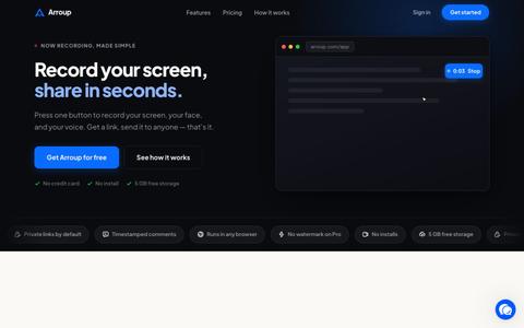 Arroup — Free Screen Recorder & Loom Alternative — screenshot