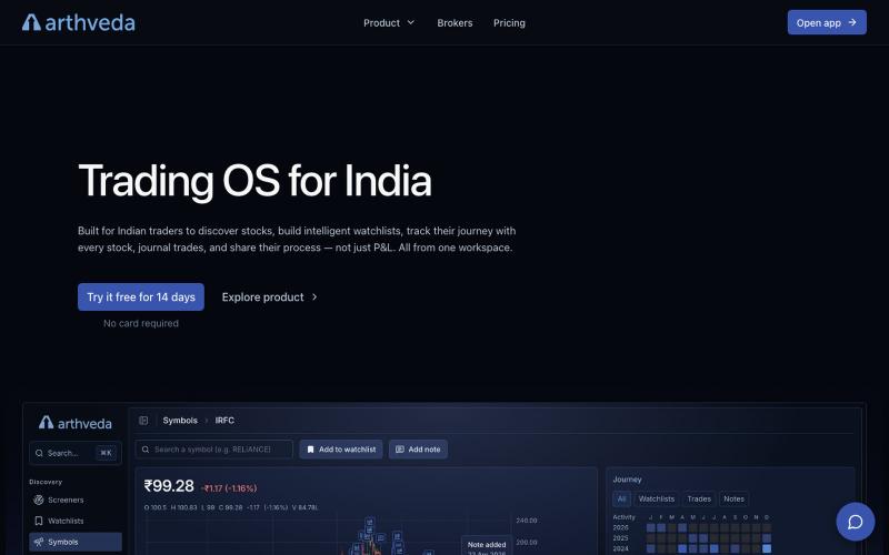 Trading OS for India · Arthveda — screenshot
