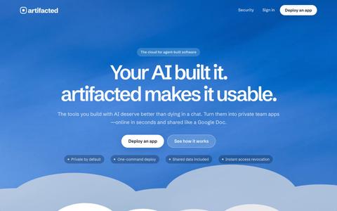 artifacted — The cloud for agent-built software — screenshot