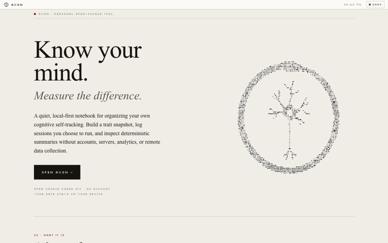 Axon — Personal Cognitive Self-Tracking — screenshot